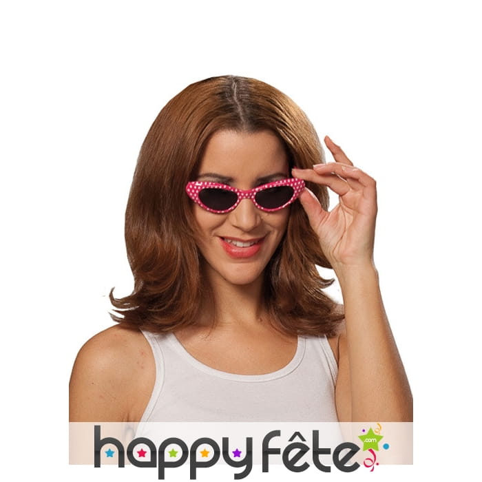 Lunettes rose pois blancs années 50
