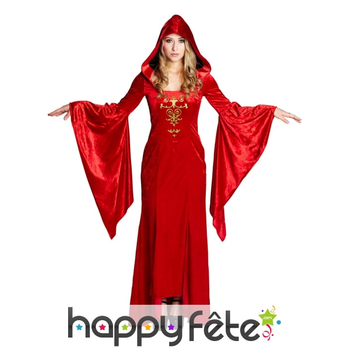 Longue robe rouge médiévale pour femme