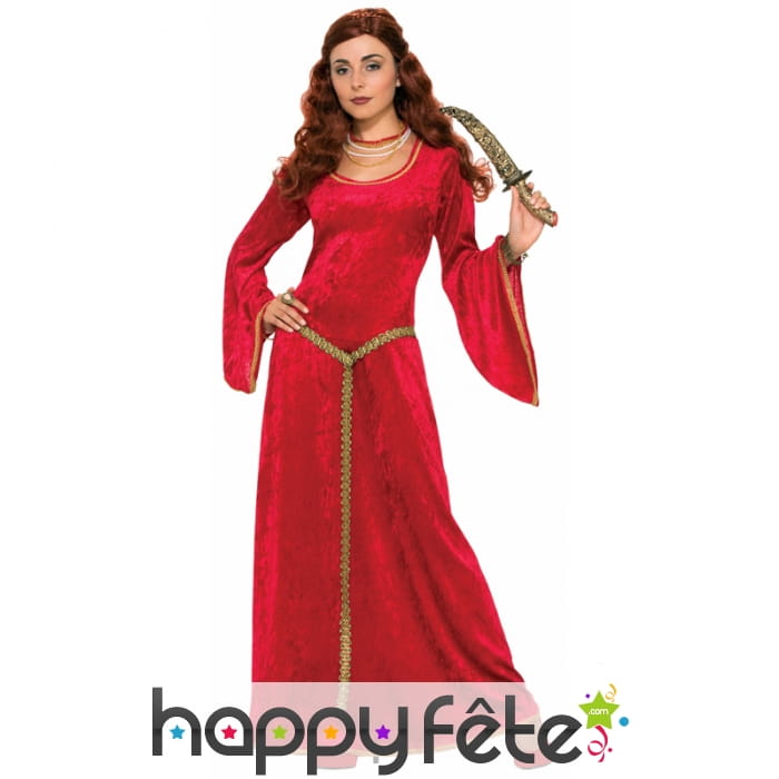 Longue robe rouge velours médiévale
