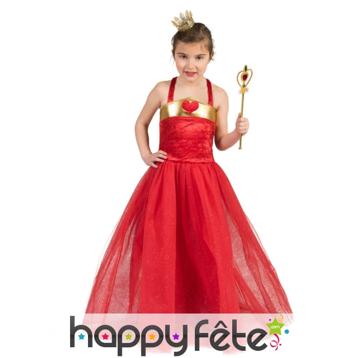 Longue robe rouge voile scintillant pour enfant