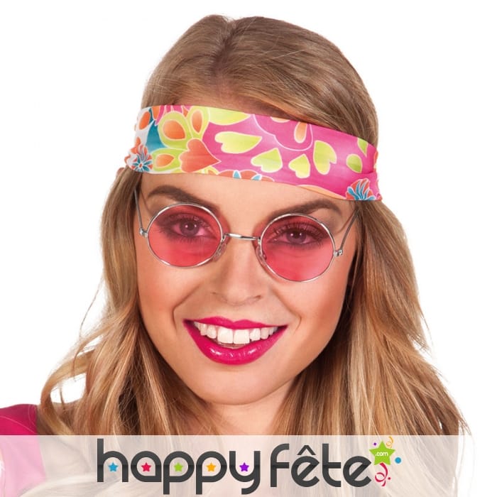 Lunettes rondes rose style hippie