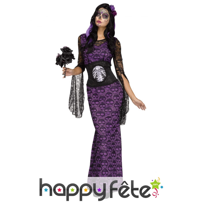 Longue robe violette de lady calavera