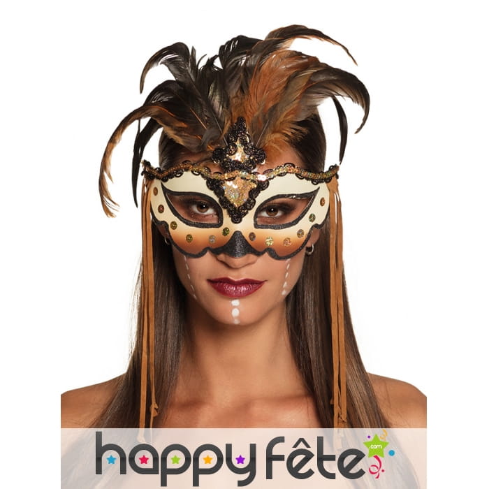 Loup sauvage avec plumes et franges pour adulte