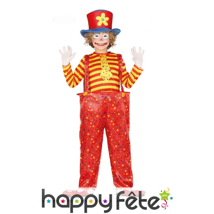 Large salopette de clown rouge jaune pour enfant