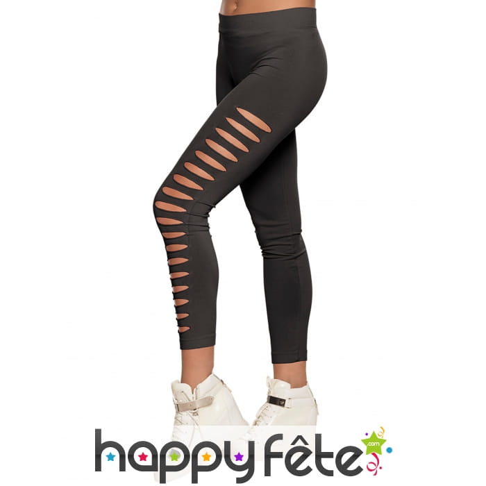 Legging strech troué noir pour femme