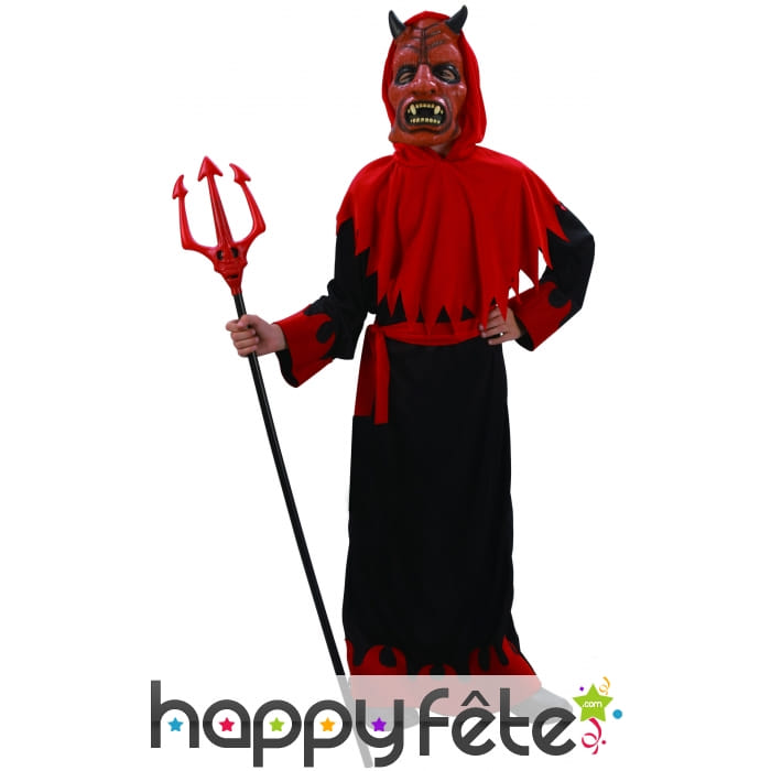 Longue tenue de diable rouge et noir pour enfant