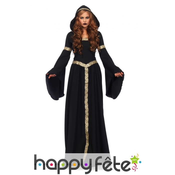 Longue tenue de sorcière celtique noir or