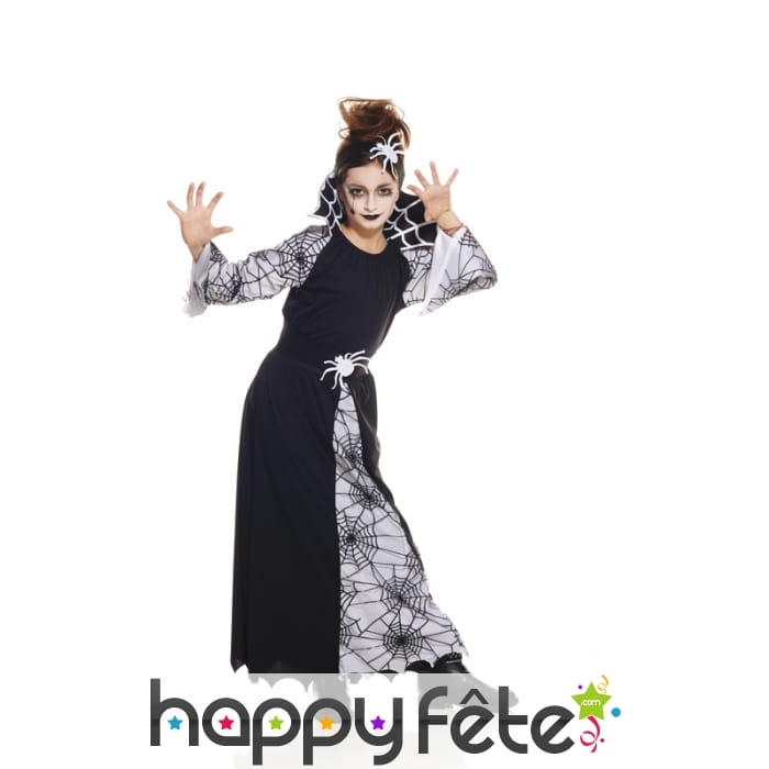 Longue tenue de sorcière motifs toile d'araignée
