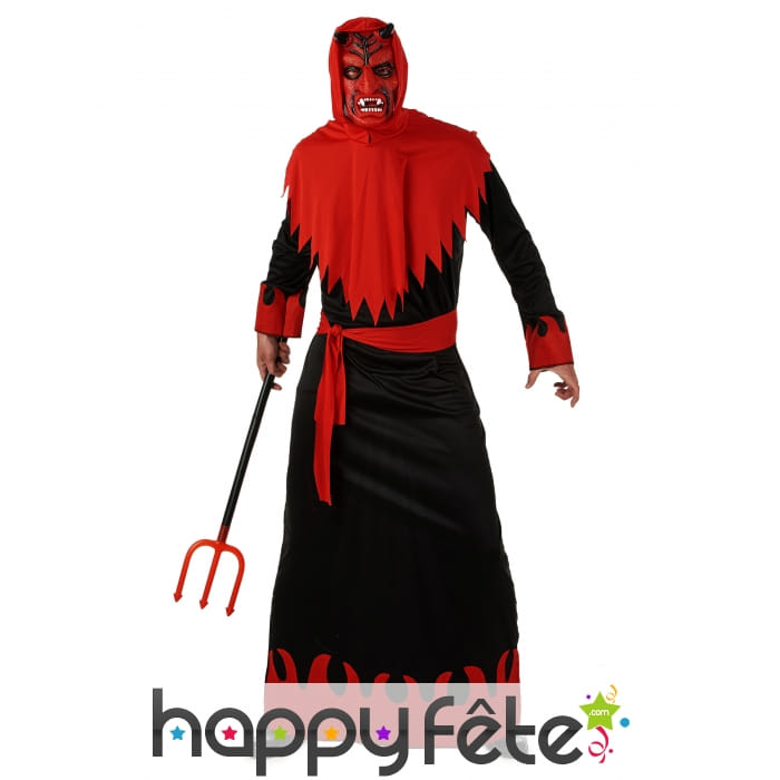 Longue tenue noire et rouge de diable pour adulte