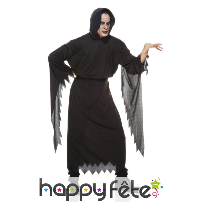 Longue tunique noire de fantôme pour adulte