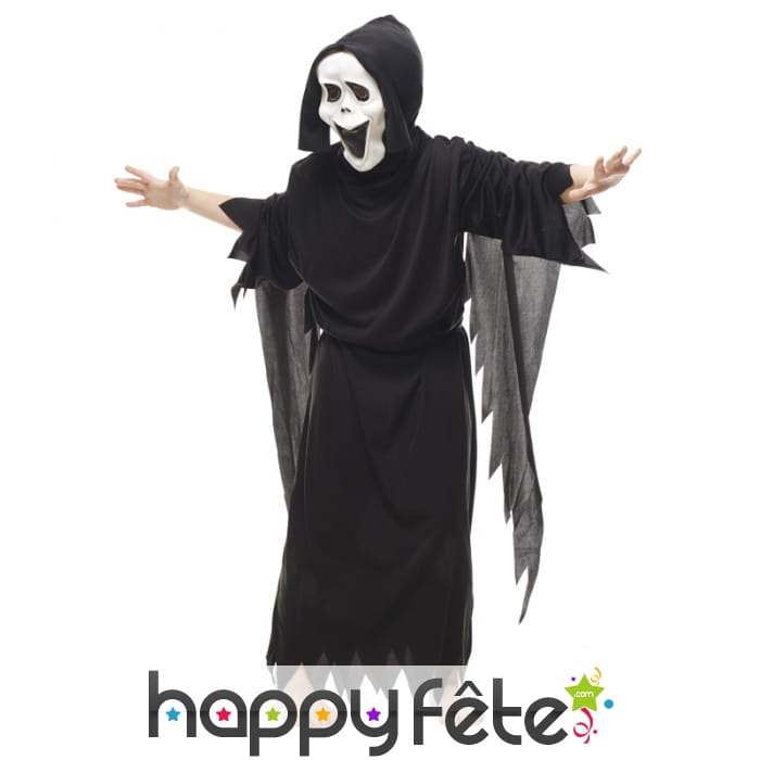 Longue tunique noire de fantôme pour enfant