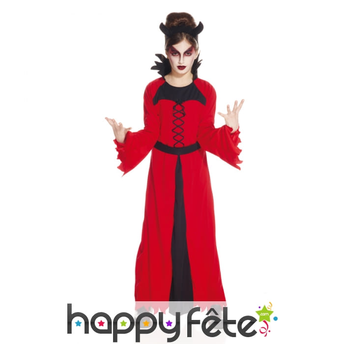 Longue tenue rouge de diablesse pour enfant