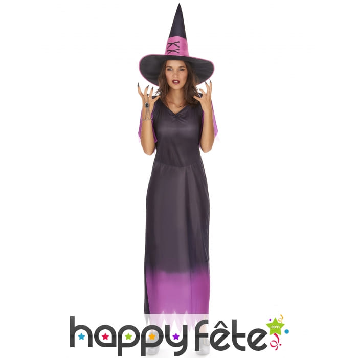 Longue tenue violette de sorcière adulte