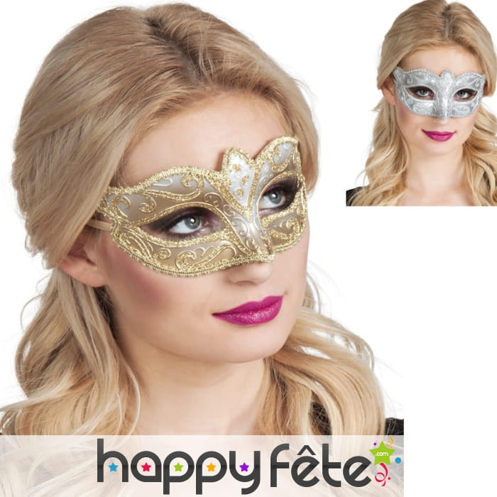 Loup vénitien avec arabesques pailletés