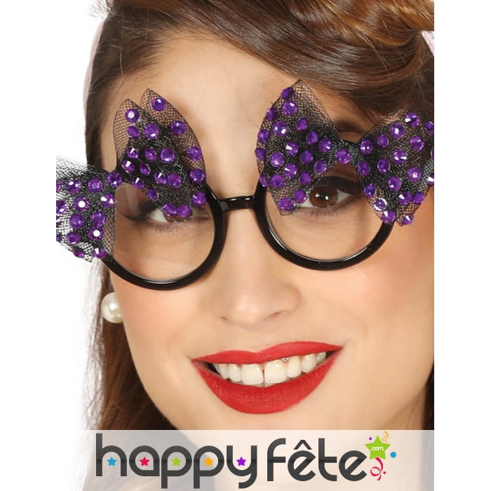 Lunettes Vintage avec noeuds violets et brillants