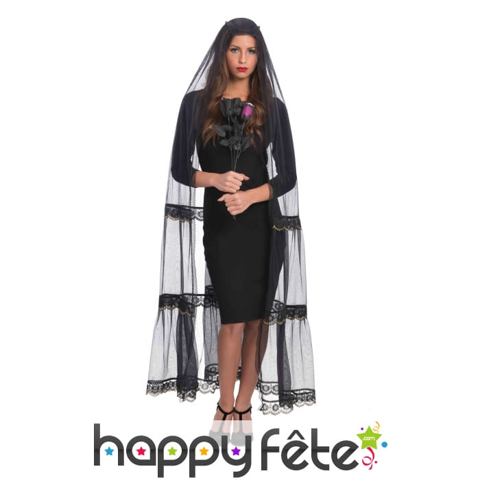 Long voile de veuve noire, 150cm