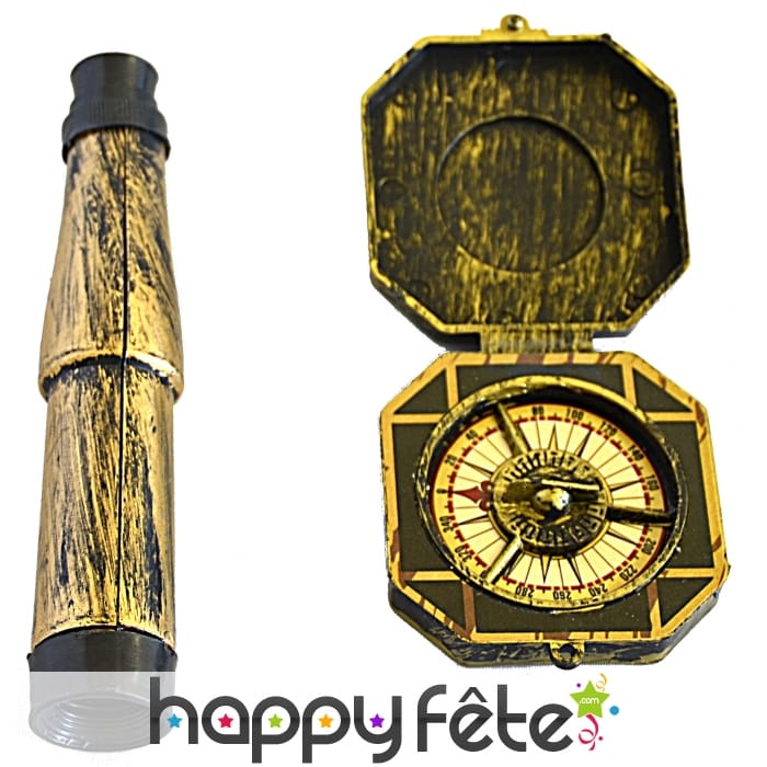 Longue vue et compas de pirate