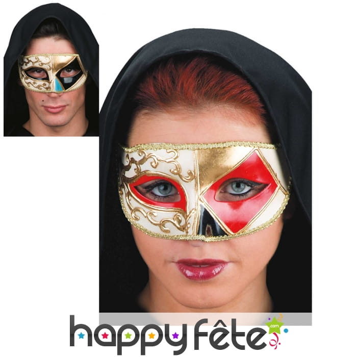 Loup vénitien losange et motifs dorés