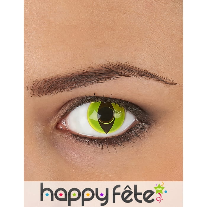 Lentilles vertes pupille de reptile