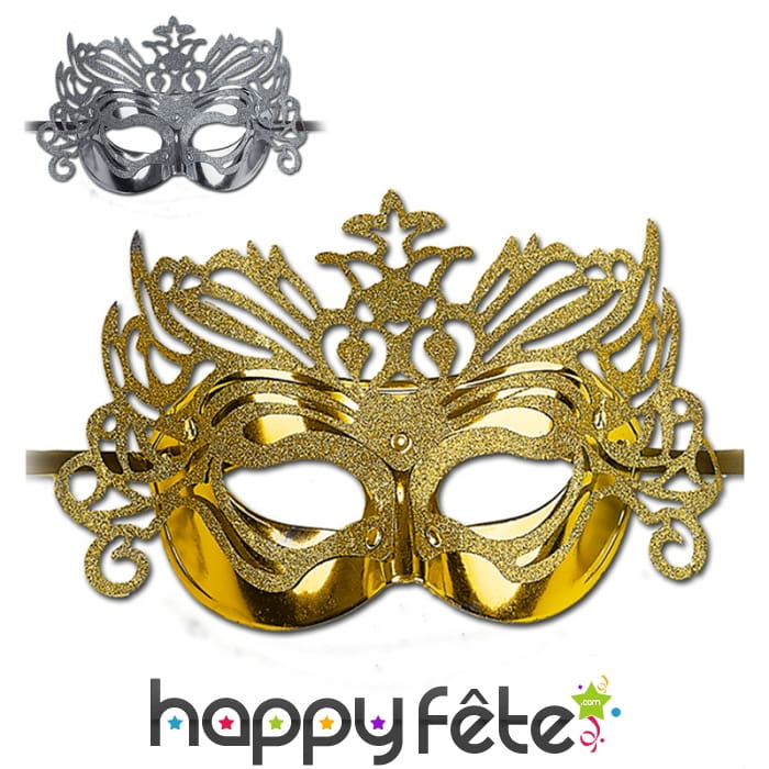 Loup Vénitien semi rigide pailleté 19,5 cm