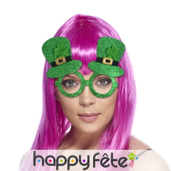 Lunettes vertes St Patrick haut de forme