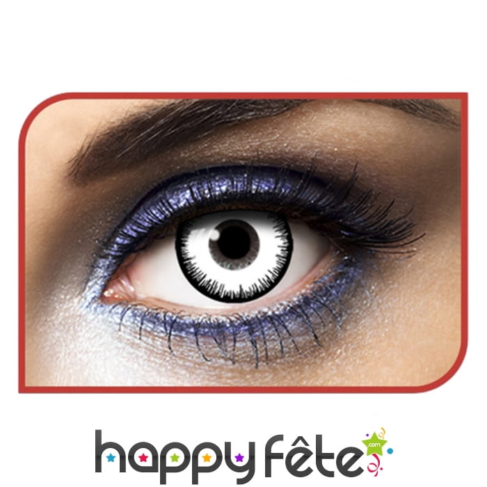 Lentilles yeux blancs contour noir