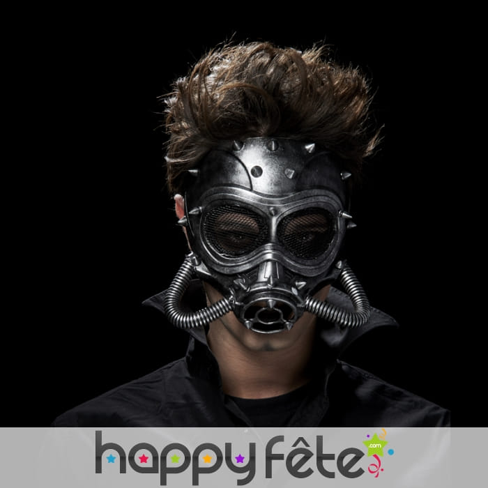 Masque à gaz futuriste effet métallique