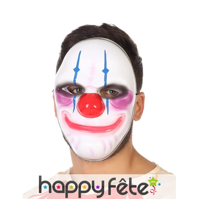 Masque blanc de clown psychopathe pour adulte