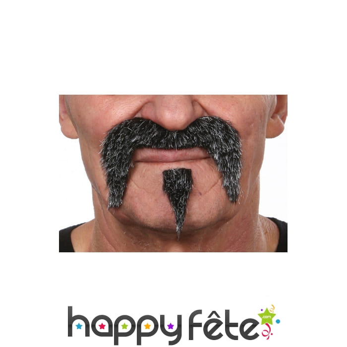 Moustaches bouc de cow boy poivre et sel