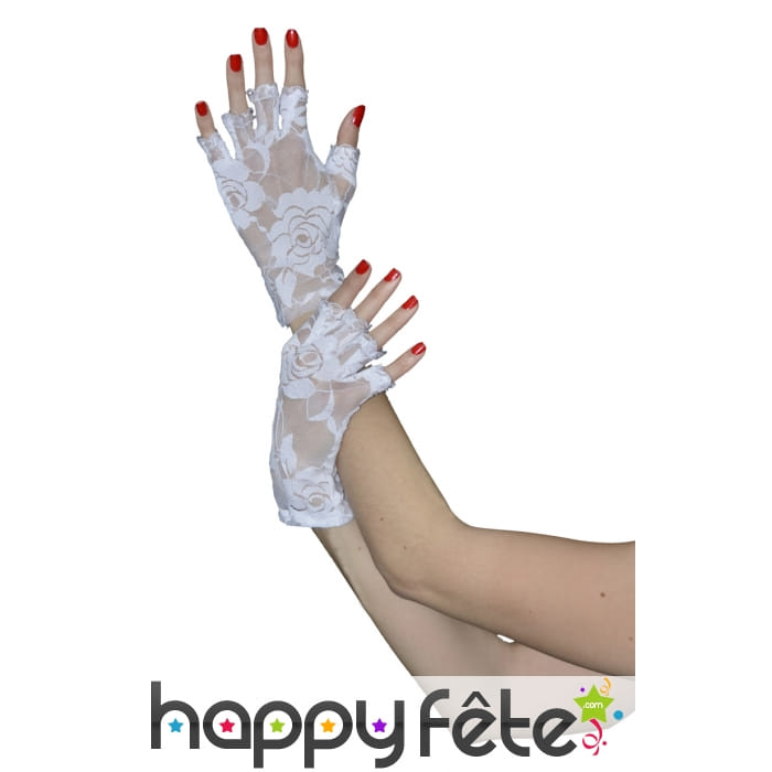 Mitaines blanches en dentelle