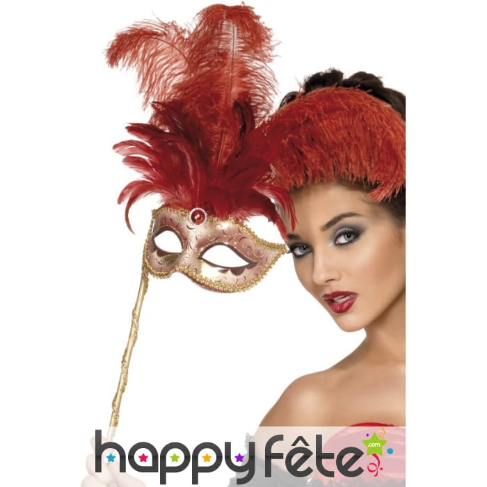 Masque baroque fantaisie rouge