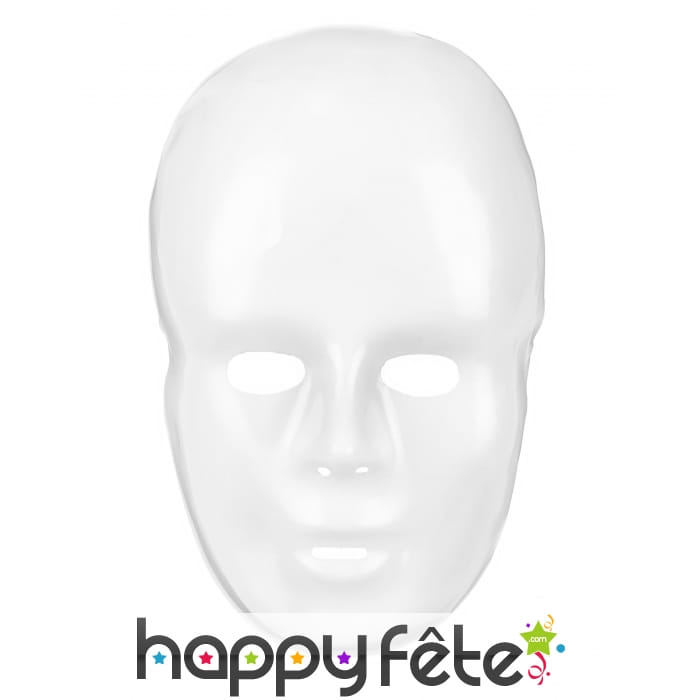 Masque blanc uni pour adulte, en plastique