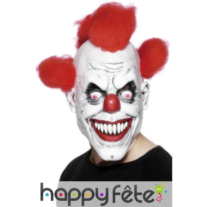 Masque clown avec cheveux rouge