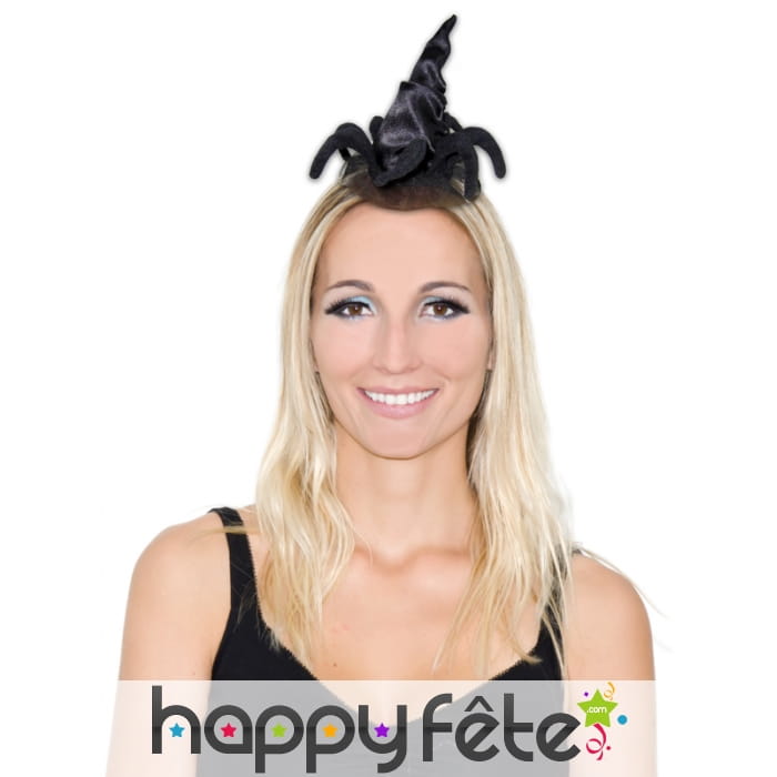 Mini chapeau arraignée de sorcière noir