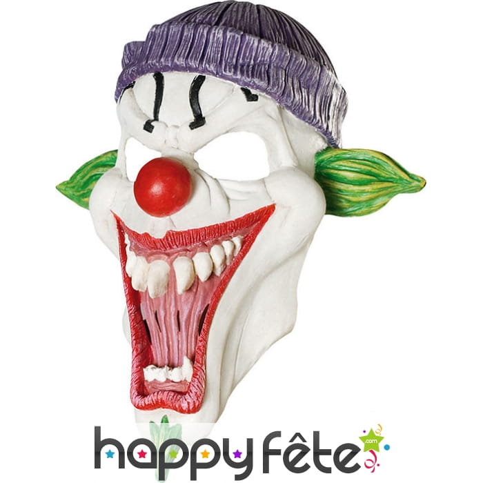 Masque clown blanc grande bouche monstrueuse