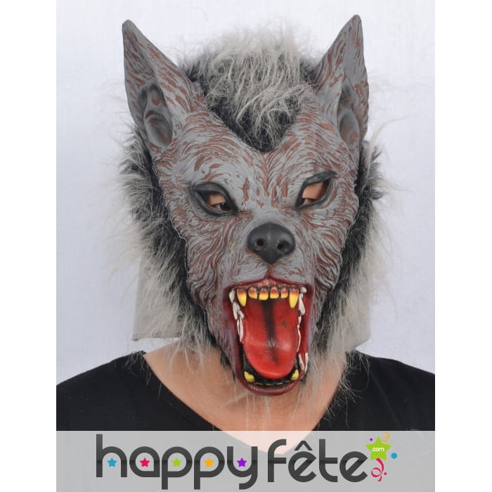 Masque complet de loup garou en fausse fourrure