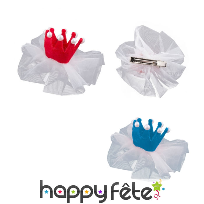 Mini couronne de princesse sur clip à cheveux
