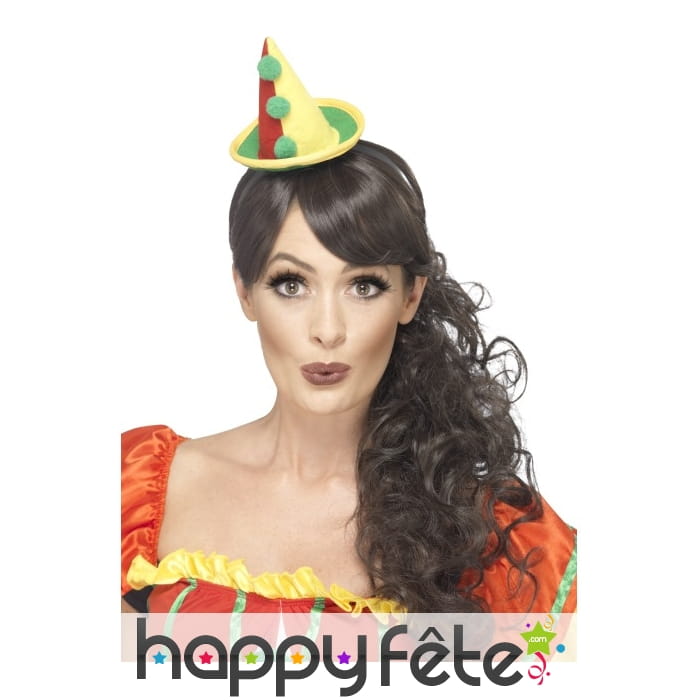Mini chapeau pointu de clown femme