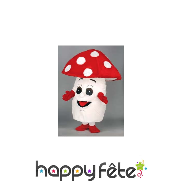 Mascotte champignon rouge et blanc