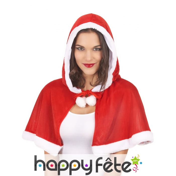 Mini cape rouge de mère Noël avec capuche