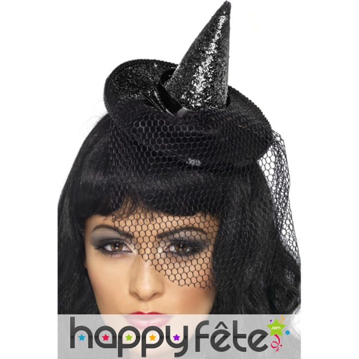 Mini chapeau sorcière à pailettes