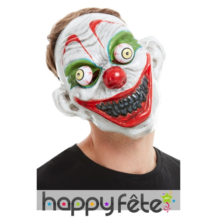 Masque clown terrifiant avec yeux mobiles, adulte