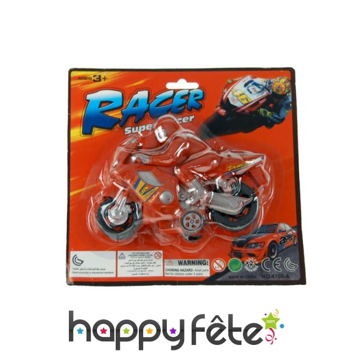 Moto de 15cm avec pilote, sous blister