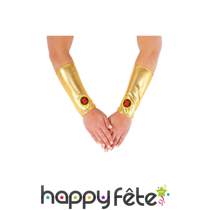 Manchettes de Black Widow en tissu doré pour femme