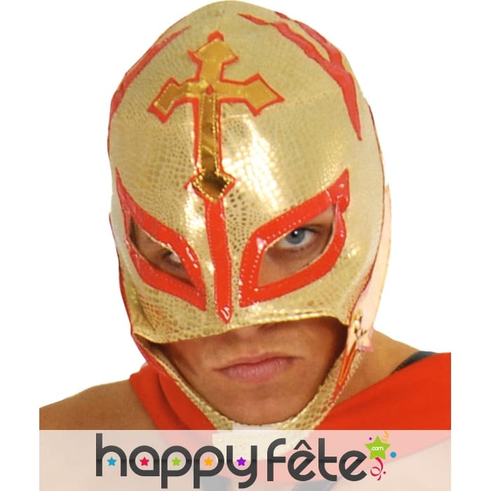 Masque de catch, croix dorée