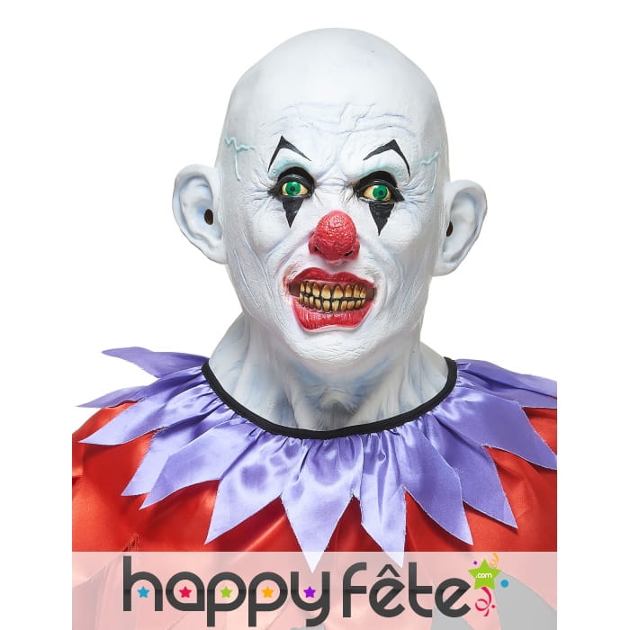 Masque de clown blanc chauve en latex