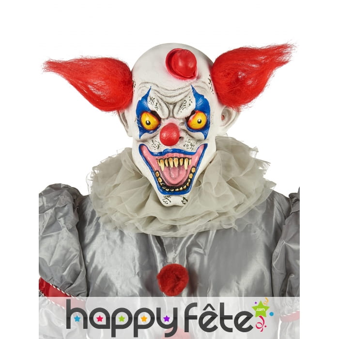 Masque de clown effrayant courts cheveux rouges