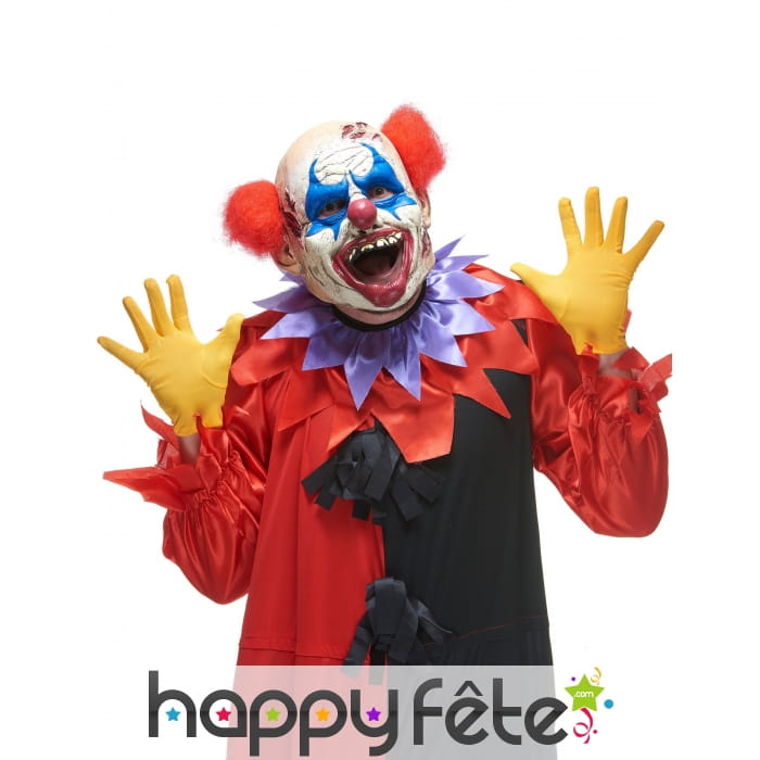 Masque de clown fou aux cheveux rouges