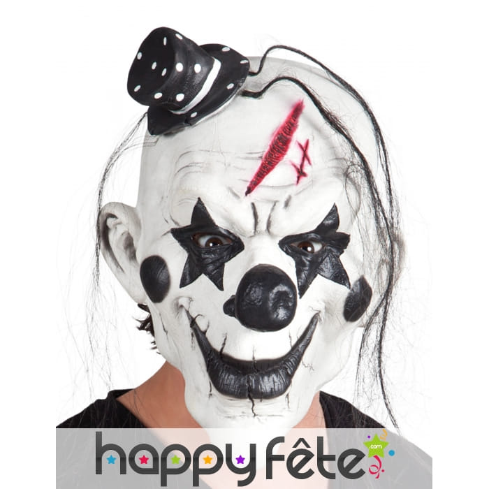 Masque de clown ténébreux avec mèches de cheveux