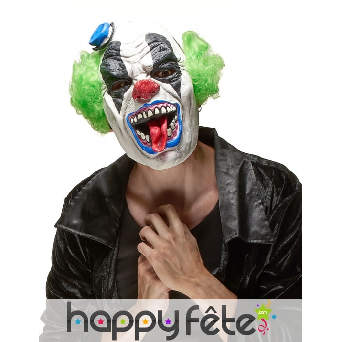 Masque de clown terrifiant cheveux verts
